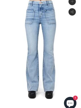 Porter Blue Light Wash High-Rise Flare Jeans